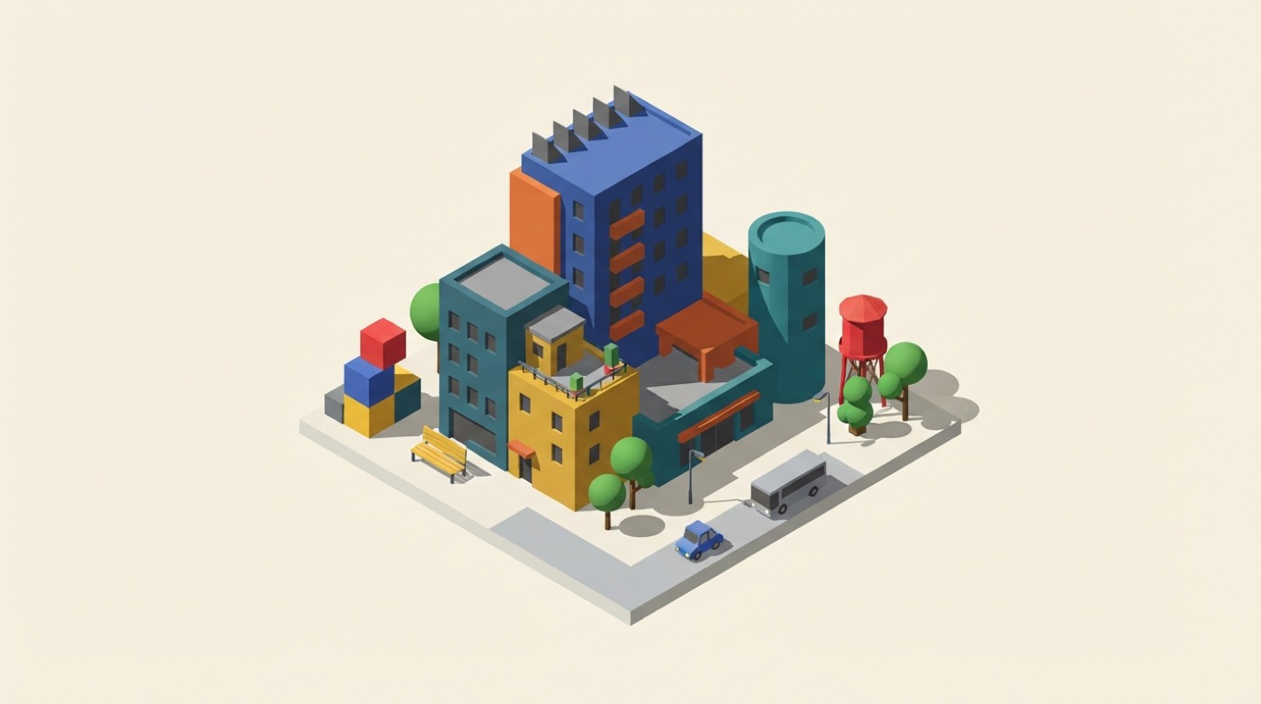 Bauhaus — isometric imagery, graded none