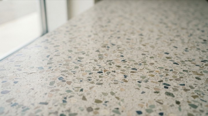 Meadow — terrazzo imagery, graded warm