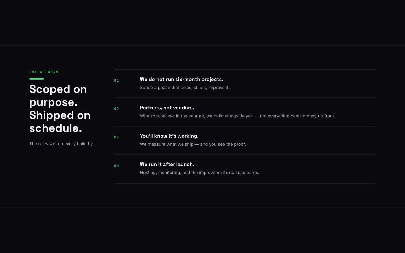 Process page on the OppKo website
